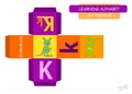 ÃÂ¡ut and glue the cube: Letter K. Educational game for kids. Cute zoo alphabet a-z in vector for children. Letter K